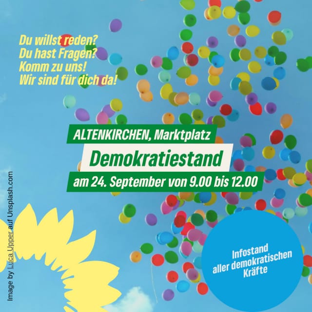Demokratiestand auf dem Wochenmarkt in Altenkirchen